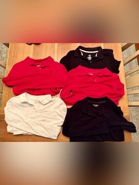 Old Navy Girls Polo Shirts - Red, Black, White Multipack